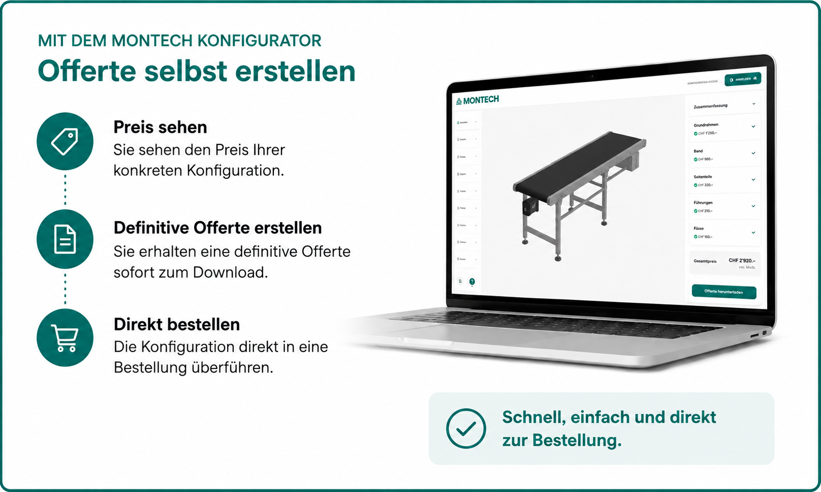 Mit dem Montech Konfigurator Offerte selbst erstellen