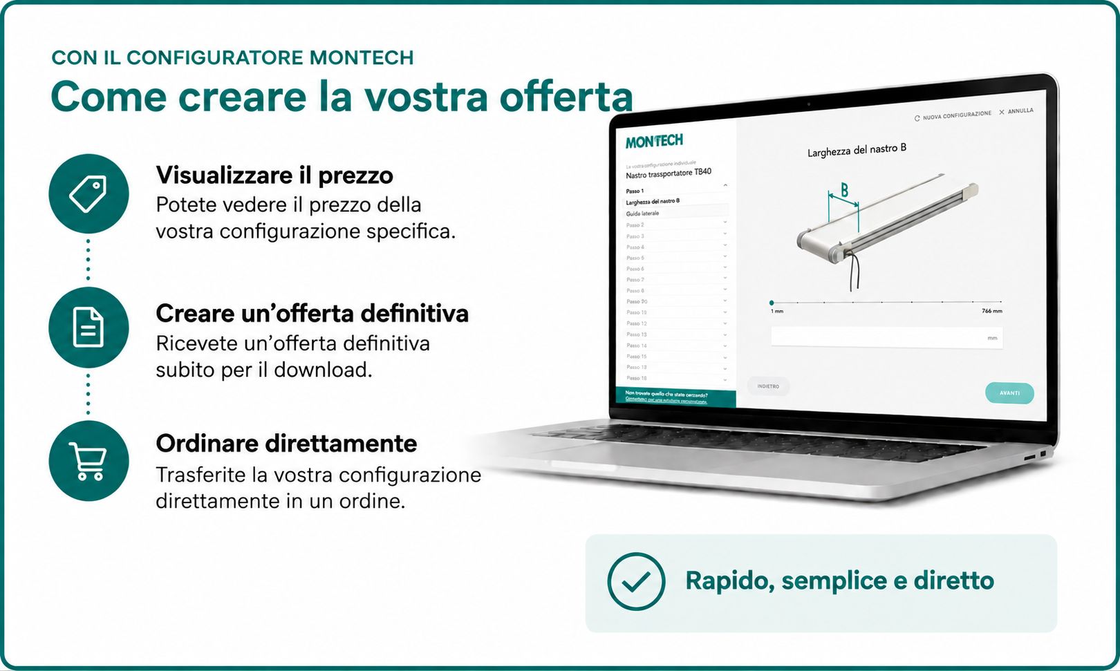 Create autonomamente la vostra offerta con il configuratore Montech